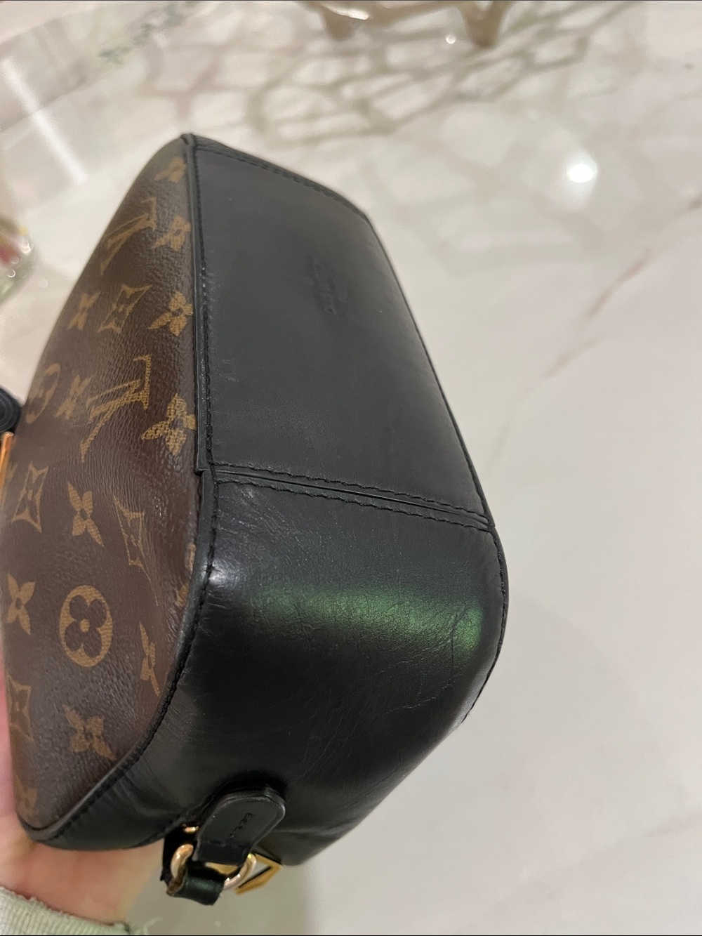 Louis Vuitton Monogram Santoinge Canvas Crossbody Bag in Brown with Black Trim - Picture 7 of 10